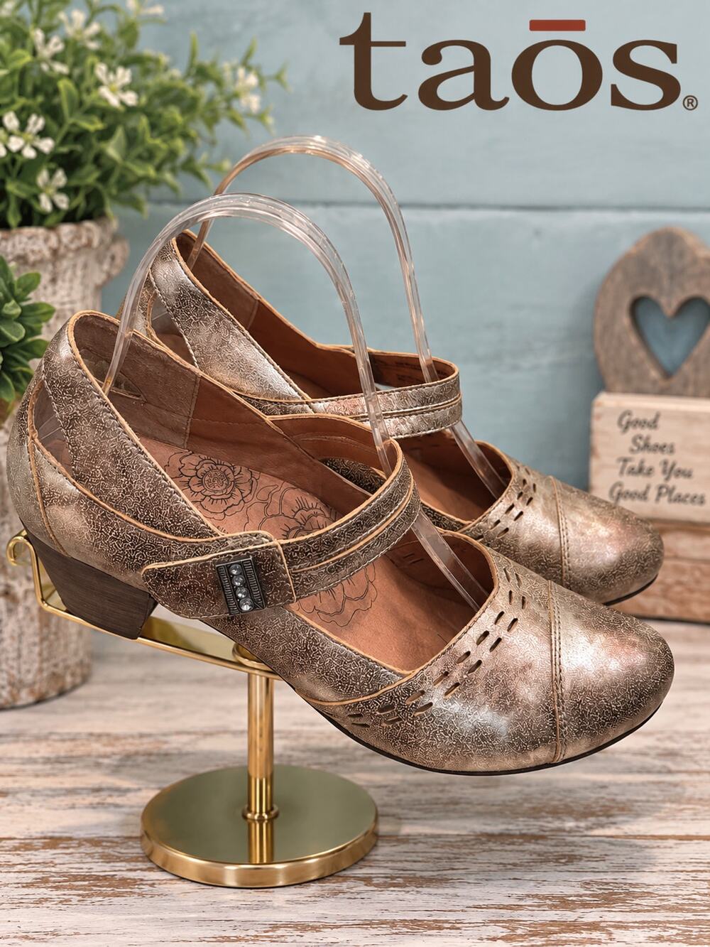 Taos Stunner Metallic Leather Mary Jane Pumps Heels Women’s 9.5 EU 40
